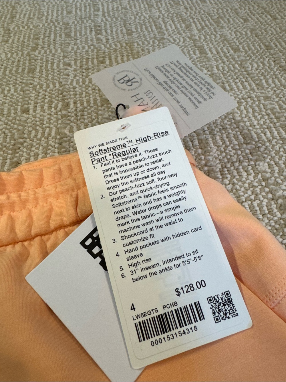 NWT Lululemon Softstreme High-Rise Pant Regular Peach Bellini | Size 4 - Picture 5 of 9